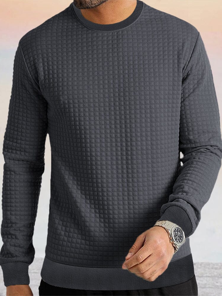 Casual Plaid Textured Sweatshirt