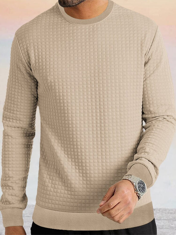 Casual Plaid Textured Sweatshirt Hoodies coofandy Khaki S 
