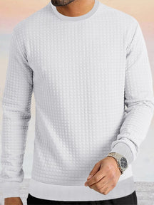 Casual Plaid Textured Sweatshirt
