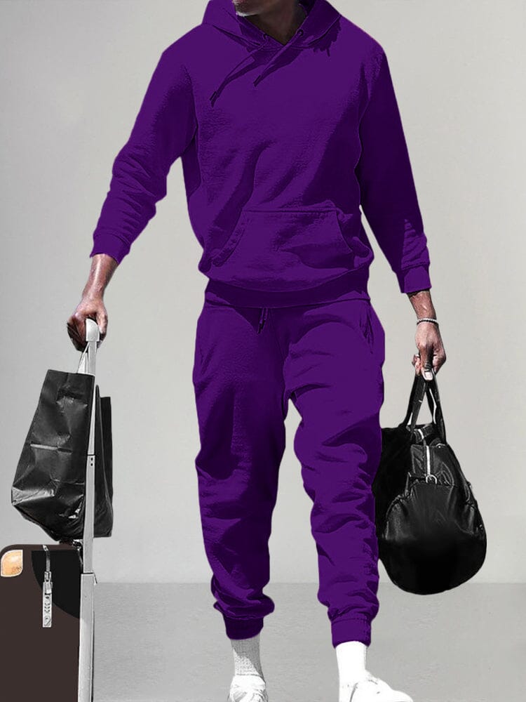 Stylish Athleisure Hoodie Set Sports Set coofandy Purple S 