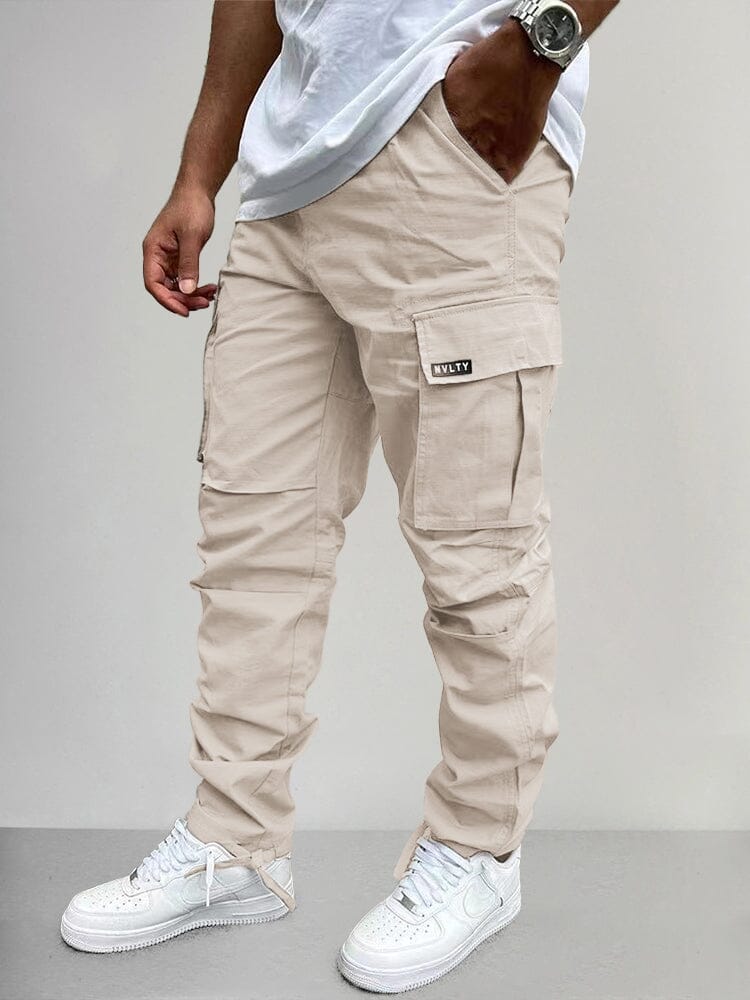 Casual Large Pockets Cargo Pants Pants coofandy Apricot S 