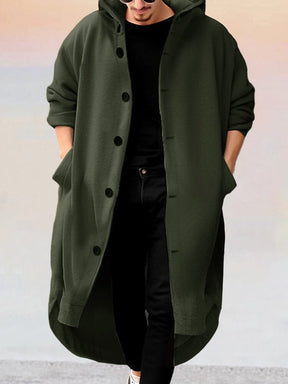Stylish Long Hooded Outerwear Coat coofandy Army Green S 