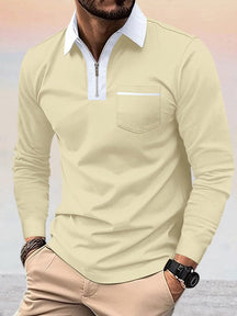 Casual Color Spliced Polo Shirt Polos coofandy Khaki S 