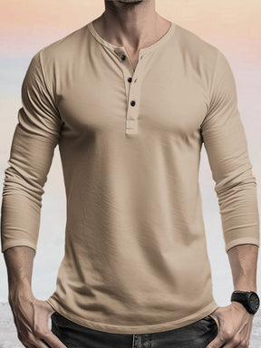 Casual 100% Cotton Henley Shirt Shirts coofandy Khaki S 