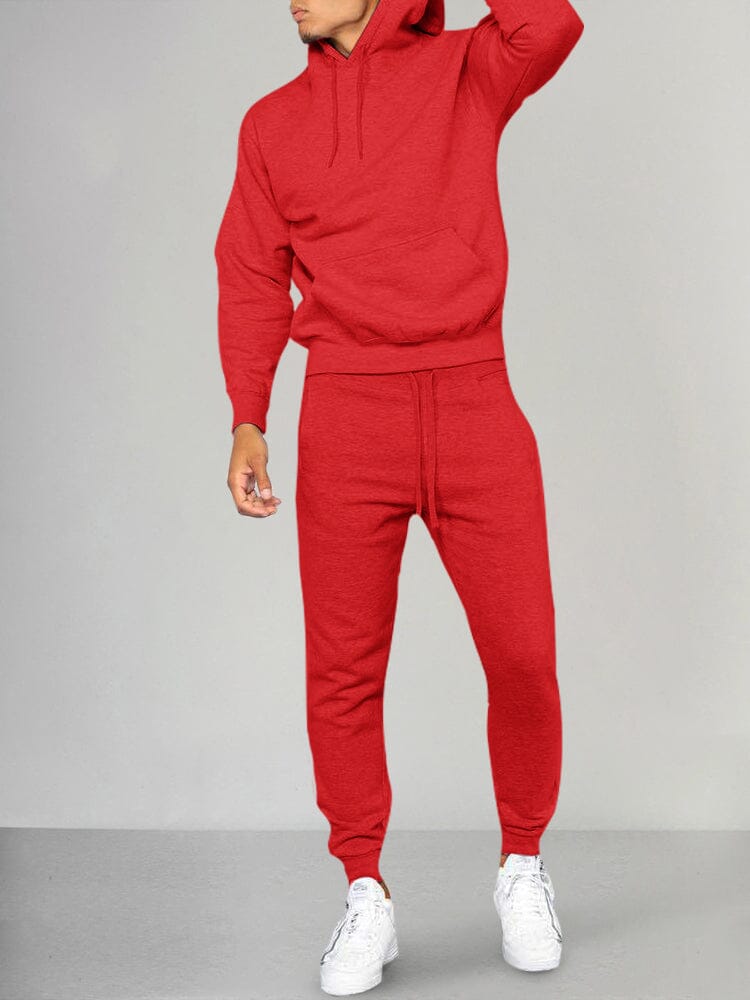 Casual Athleisure Hoodie Set Sports Set coofandy Red S 