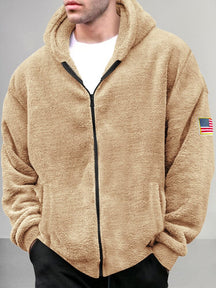 Casual Thick Fleece Hooded Outerwear Jackets coofandy Khaki S 