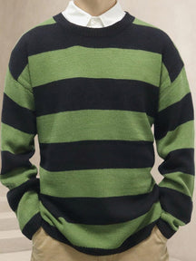 Casual Stripe Pullover Sweater Sweater coofandy Green M 