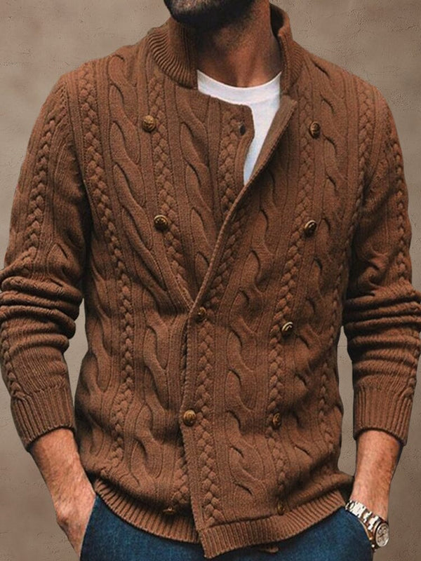 Casual Cable Knit Sweater Coat Cardigans coofandy Brown M 