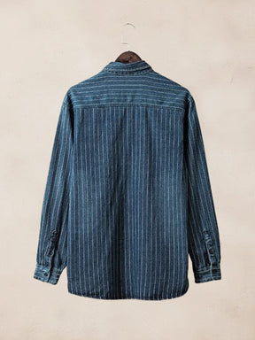 Vintage Cotton Stripe Denim Shirt Shirts coofandy 
