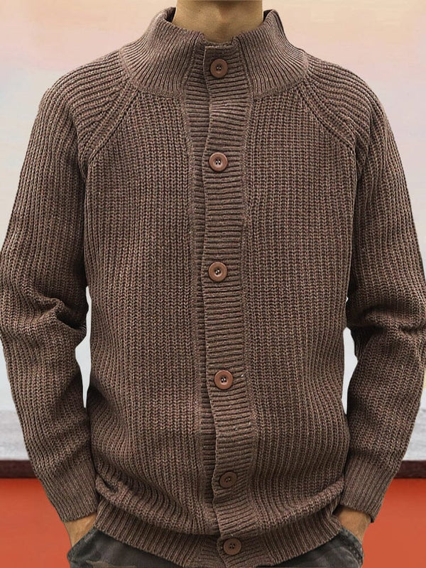 Casual Solid Knit Cardigan Cardigans coofandy Brown M 
