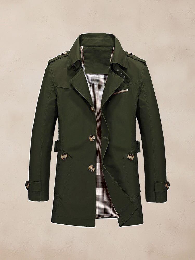 Classic Leisure Trench Coat Coat coofandy Army Green M 