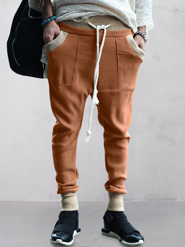 Casual Stretchy Color Block Pants