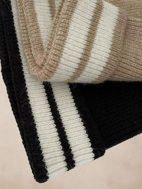 Warm Aesthetic Striped Knit Beanie