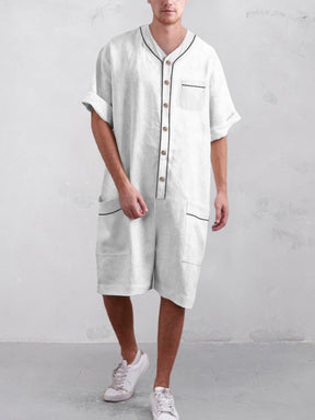 Casual Cotton Linen Short Jumpsuit