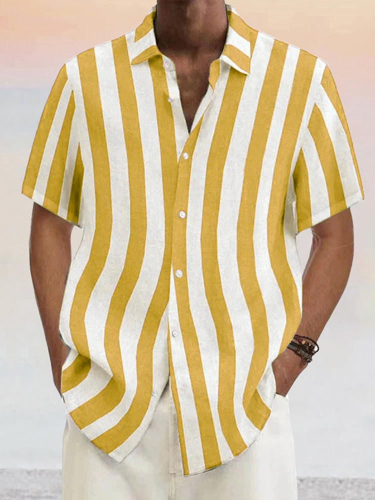 Coofandy Classic Casual Cotton Linen Stripe Shirt
