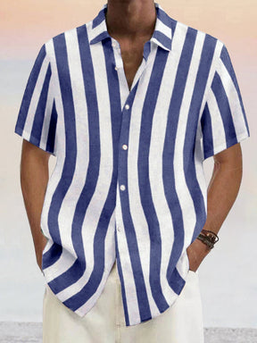 Coofandy Classic Casual Cotton Linen Stripe Shirt