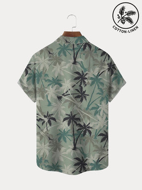 Coofandy Hawaiian Coconut Tree Graphic Cotton Linen Shirt