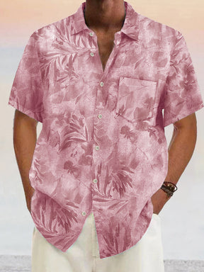 Coofandy Hawaiian Flower Printed Cotton Linen Shirt