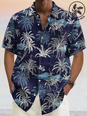 Coofandy Hawaiian Style Printed Cotton Linen Shirt