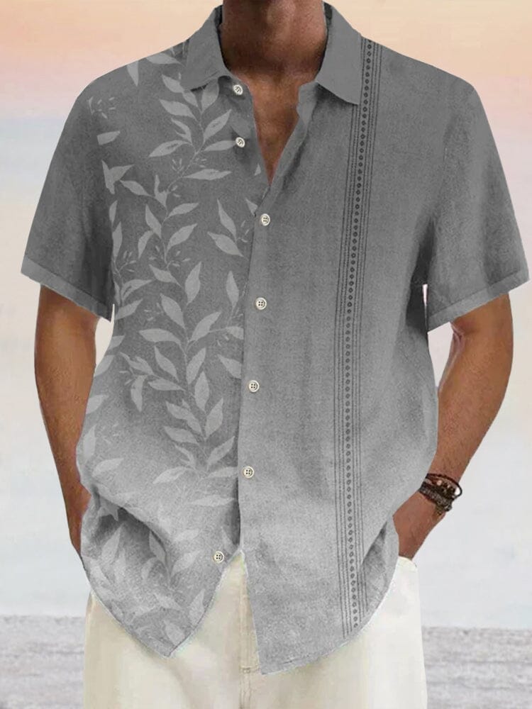 Hawaiian Floral Gradient Short Sleeve Shirt Shirts coofandystore Grey S 