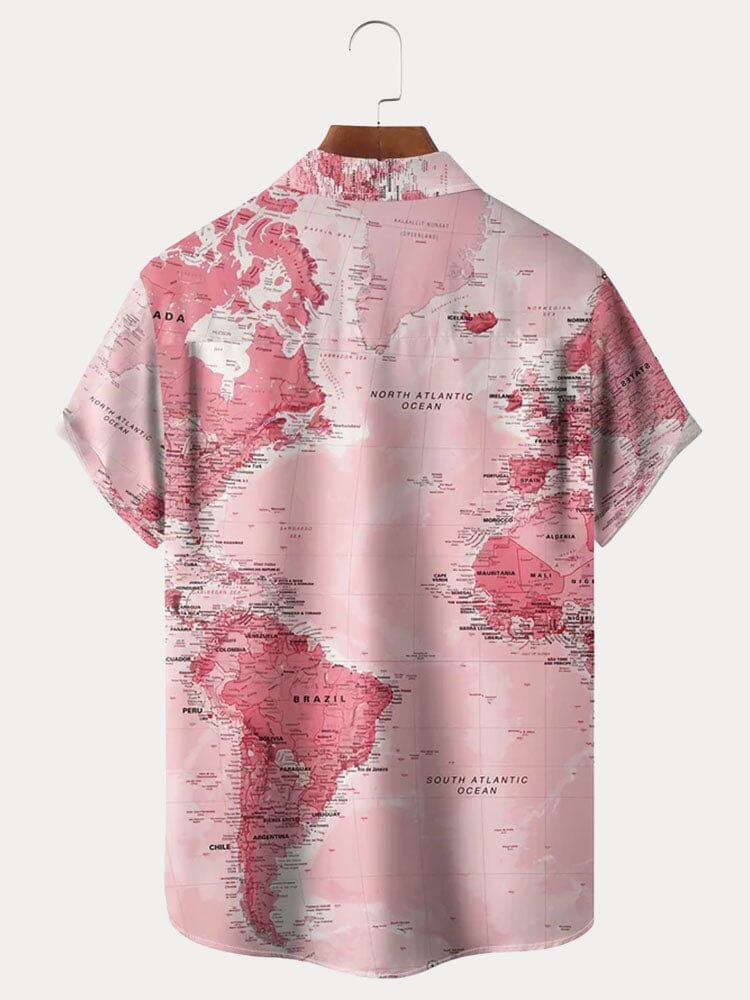 Hawaiian World Map Pattern Short Sleeve Shirt Shirts coofandystore 