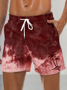 Casual Hawaiian Style Beach Shorts Shorts coofandystore Dark Red S 