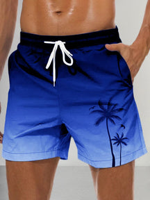 Hawaiian Printed Gradient Beach Shorts Shorts coofandystore Blue S 