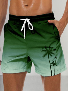 Hawaiian Printed Gradient Beach Shorts Shorts coofandystore Green S 