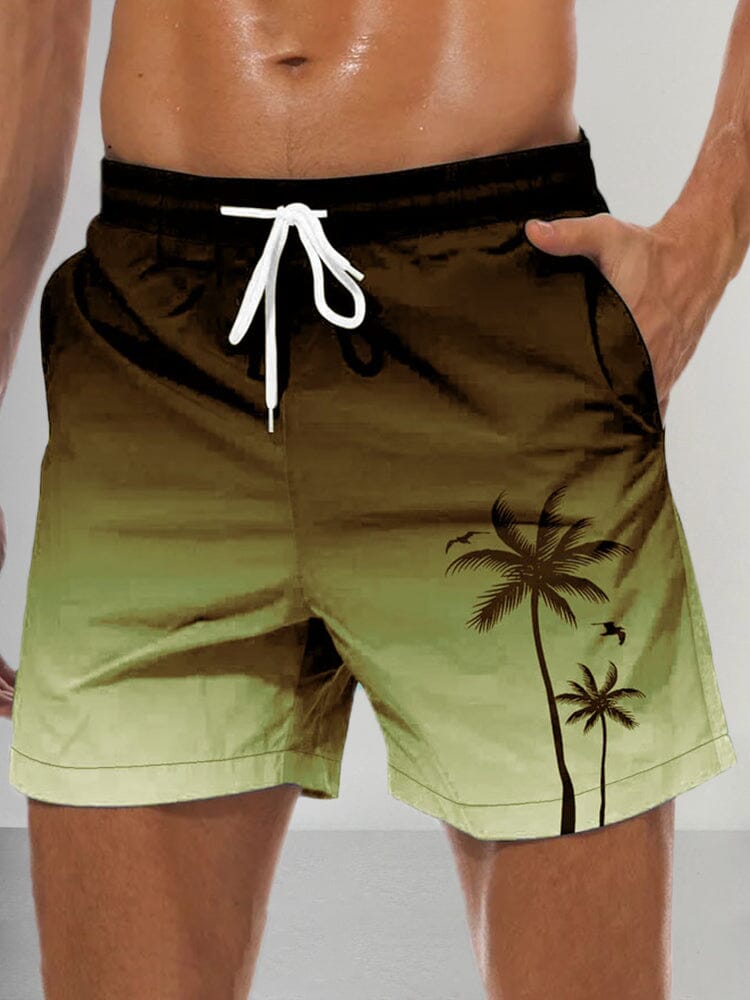 Hawaiian Printed Gradient Beach Shorts Shorts coofandystore Yellow S 