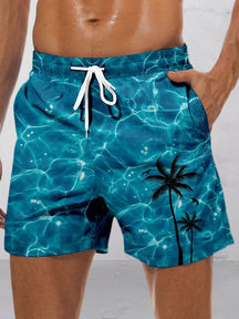 Hawaiian Coconut Printed Beach Shorts Shorts coofandystore Light Blue S 