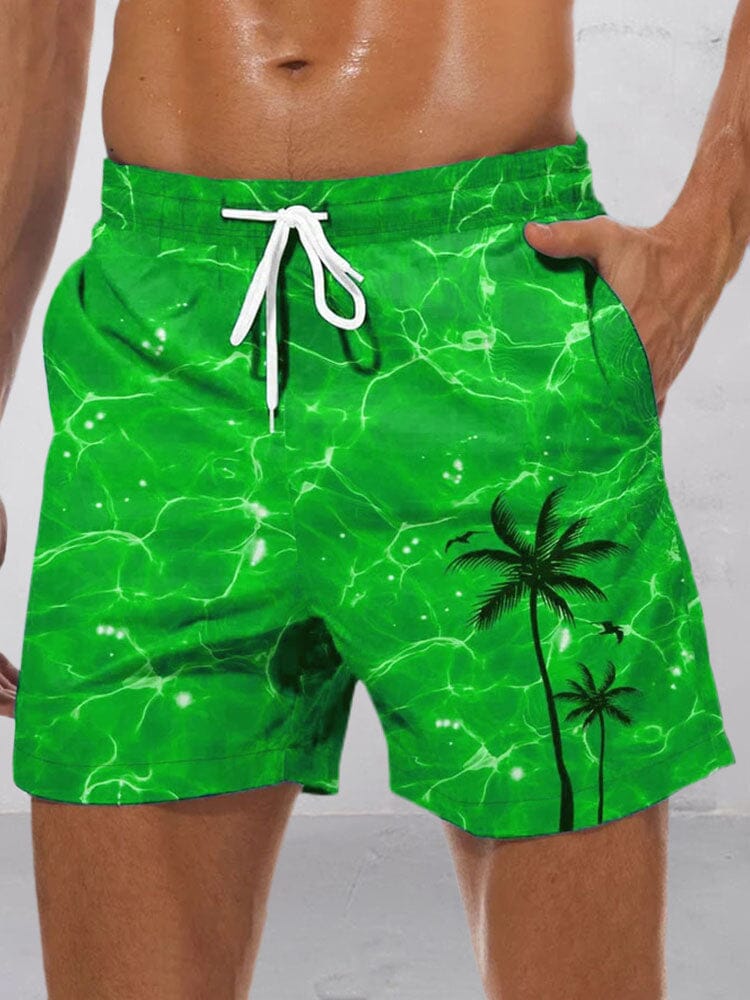 Hawaiian Coconut Printed Beach Shorts Shorts coofandystore Green S 