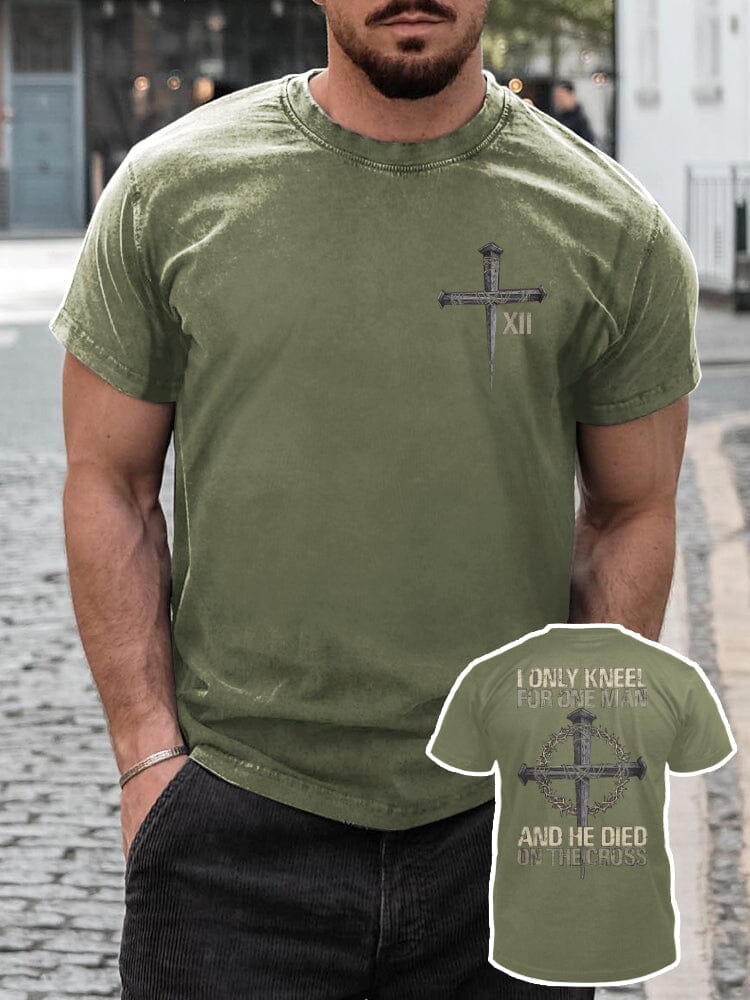 Casual Soft Crucifix Printed T-shirt T-shirt coofandy Army Green S 