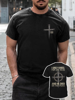 Casual Soft Crucifix Printed T-shirt T-shirt coofandy Black S 