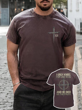 Casual Soft Crucifix Printed T-shirt T-shirt coofandy Brown S 