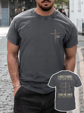 Casual Soft Crucifix Printed T-shirt T-shirt coofandy Dark Grey S 