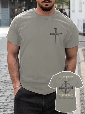 Casual Soft Crucifix Printed T-shirt T-shirt coofandy Light Grey S 