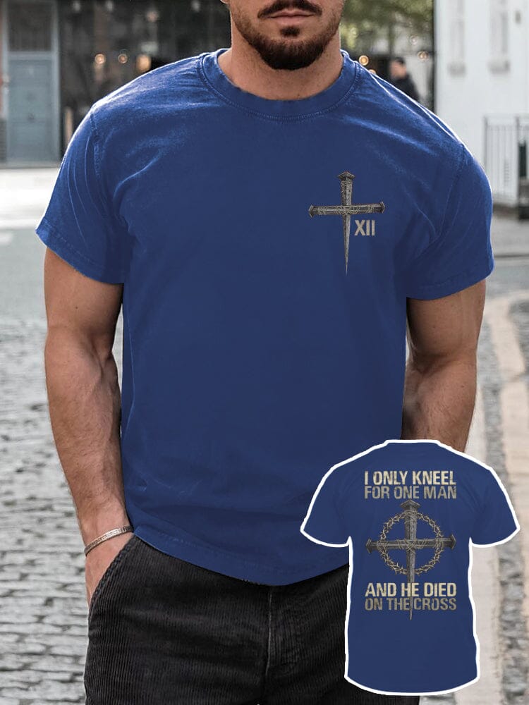 Casual Soft Crucifix Printed T-shirt T-shirt coofandy Sky Blue S 