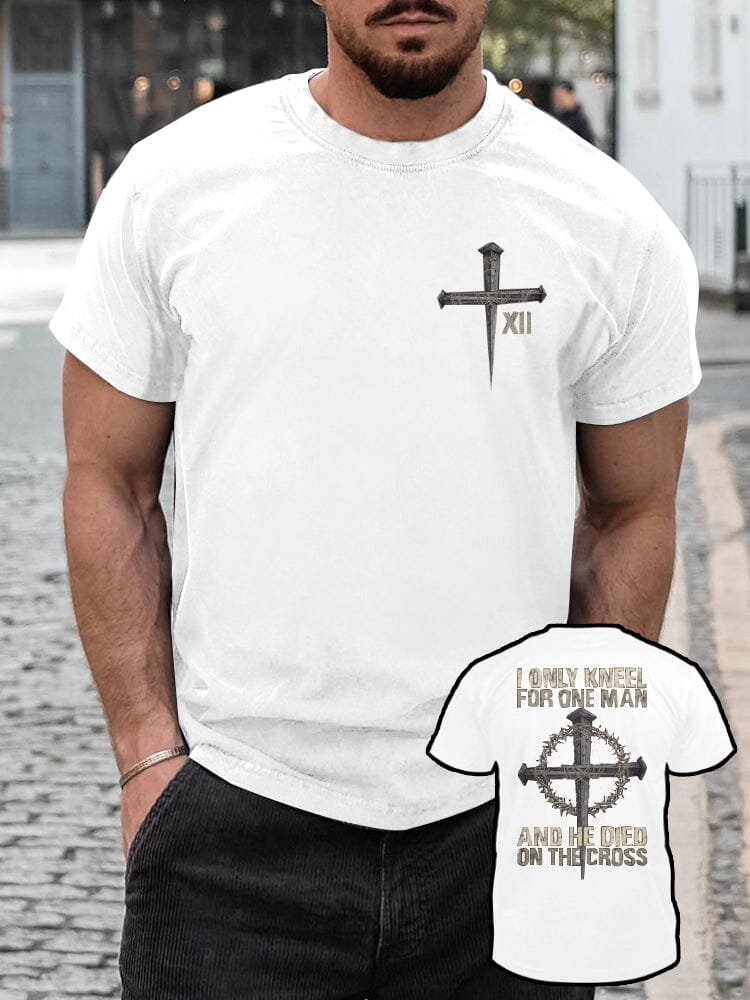 Casual Soft Crucifix Printed T-shirt T-shirt coofandy White S 
