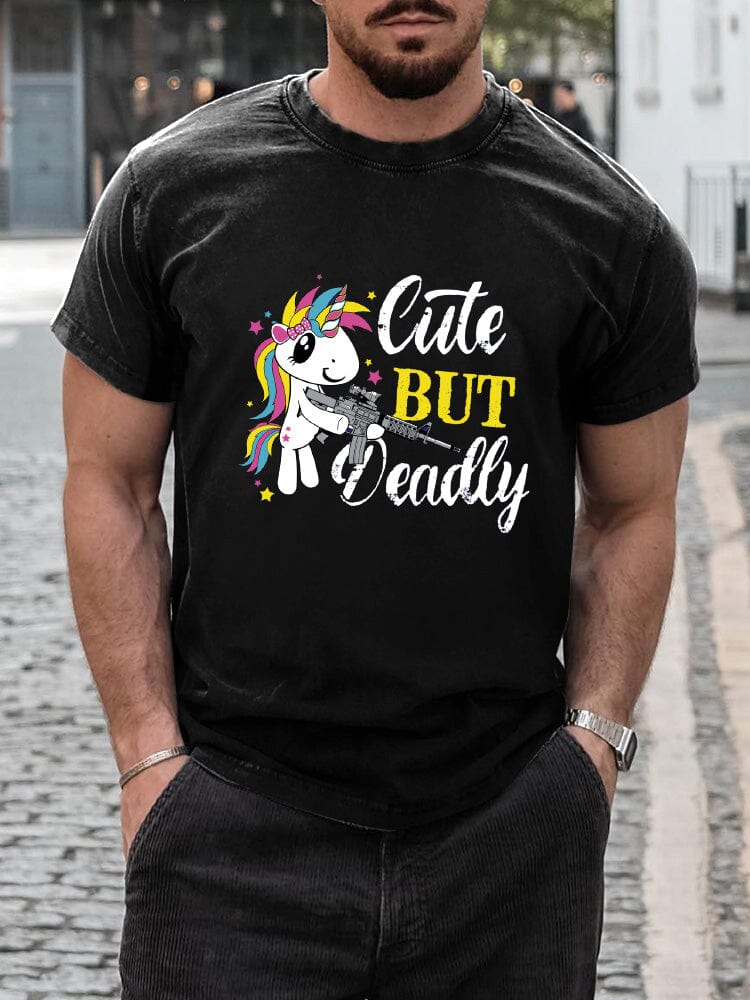 Casual Seahorse Printed T-shirt T-shirt coofandy Black S 