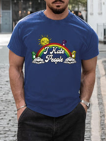 Stylish Rainbow Print T-shirt T-shirt coofandy Sky Blue S 