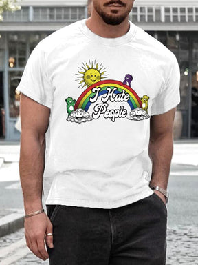 Stylish Rainbow Print T-shirt T-shirt coofandy 