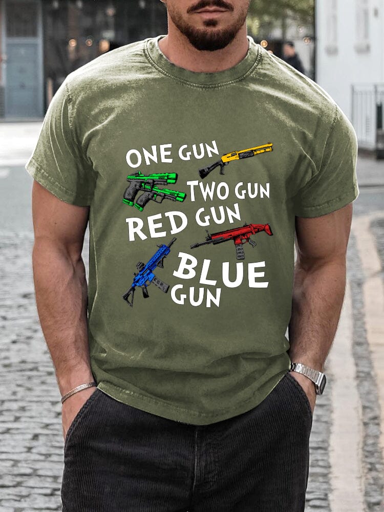 Casual Breathable Gun Print T-shirt T-shirt coofandy Army Green S 