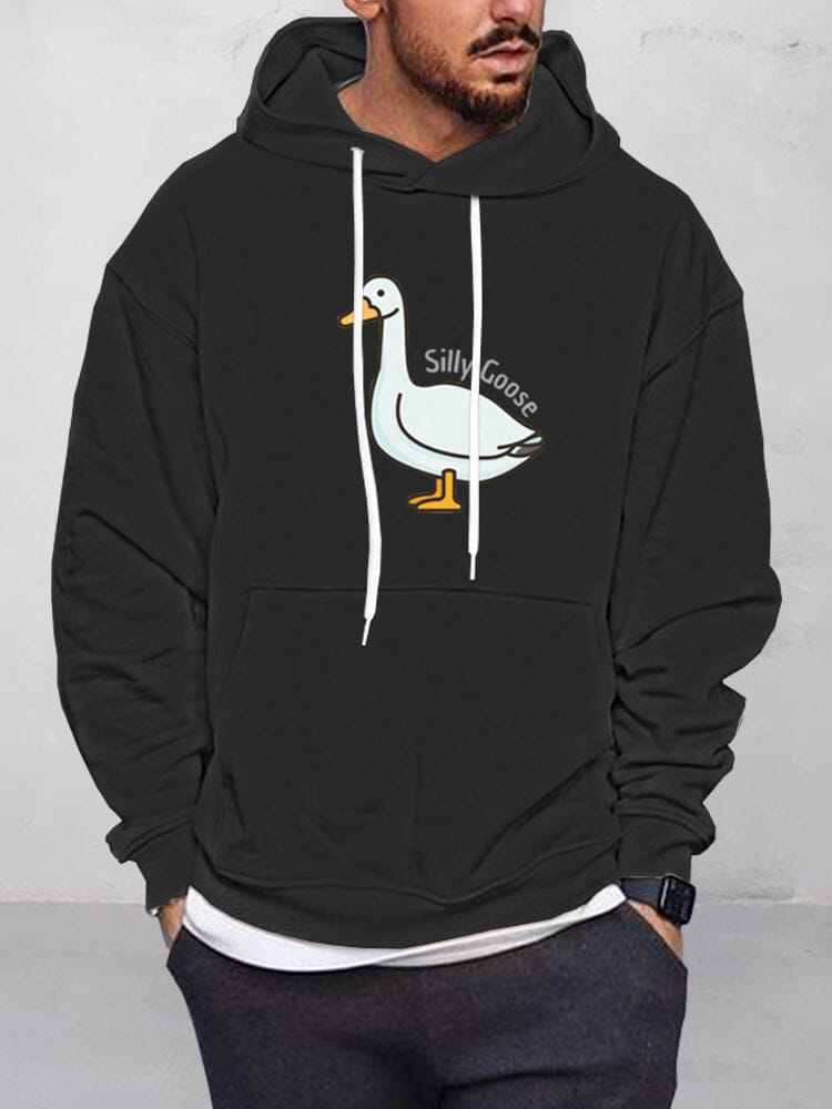 Casual Goose Graphic Pullover Hoodie Hoodies coofandystore Black S 