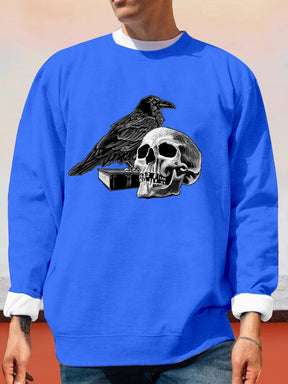 Creative Eagle Skull Print Sweatshirt Sweatshirts coofandy Blue S 