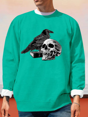 Creative Eagle Skull Print Sweatshirt Sweatshirts coofandy Blue Green S 