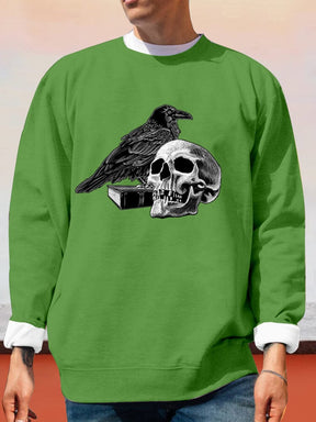 Creative Eagle Skull Print Sweatshirt Sweatshirts coofandy Green S 