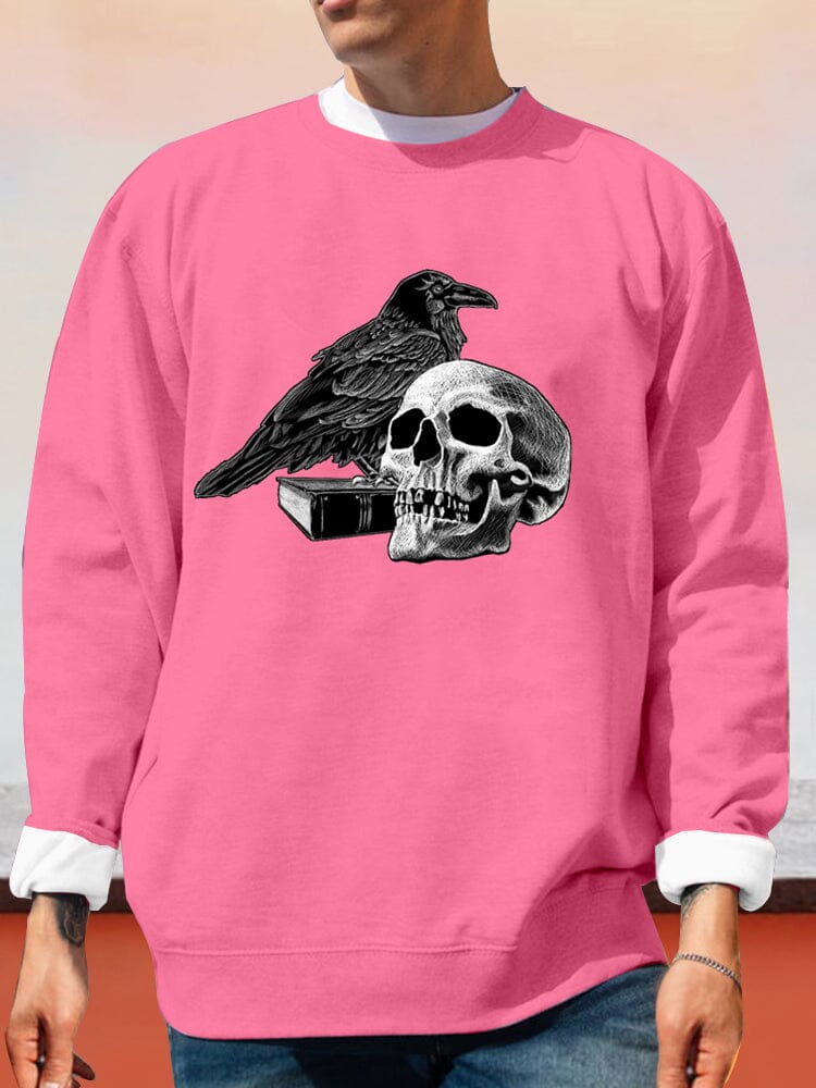Creative Eagle Skull Print Sweatshirt Sweatshirts coofandy Pink S 