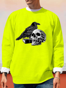 Creative Eagle Skull Print Sweatshirt Sweatshirts coofandy Yellow S 