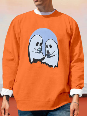 Ghost Cartoon Graphic Sweatshirt Hoodies coofandy Orange S 