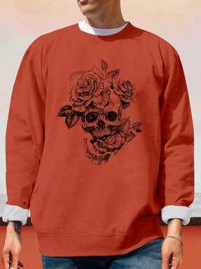 Casual Skulls Graphic Sweatshirt Hoodies coofandy Brown S 